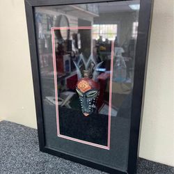 African Tribal Mask w/ Metal - Hand Carved Wood