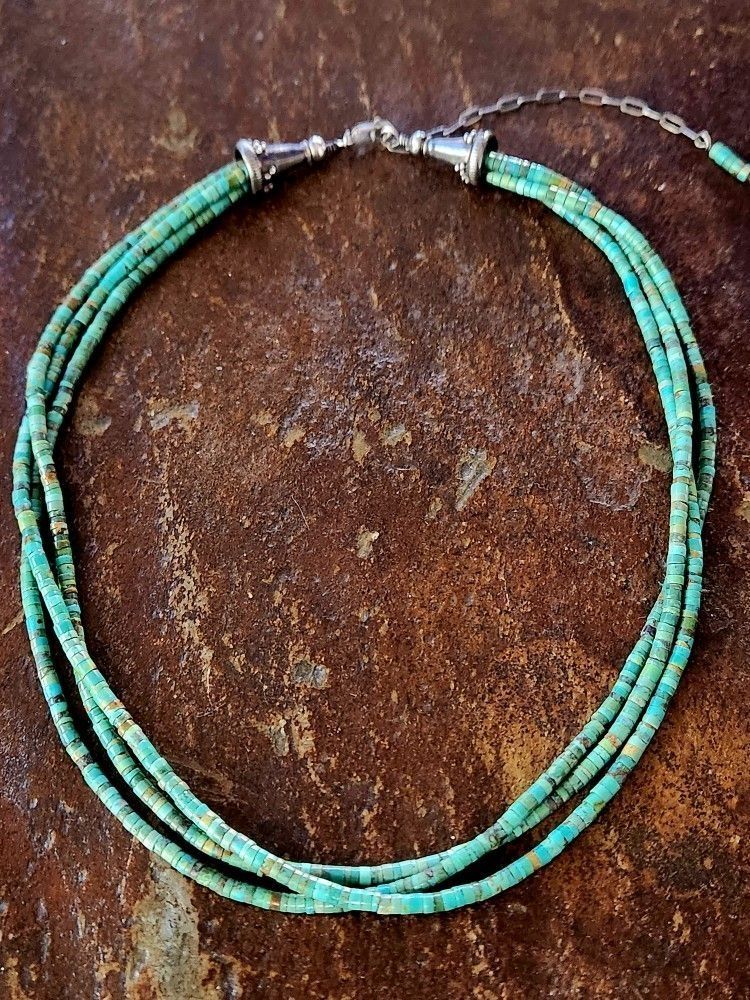 925 Vintage Turquoise Heishi Necklace