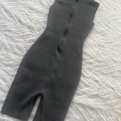 Rubbed Grey Jumpsuit With Zipper - Medium