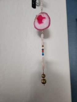 Handmade Rose Quartz & Geode Crystal Wall Hanging – Chakra Style