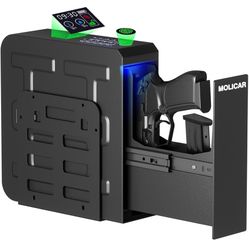 Biometric Gun Safe for Handgun Fingerprint 3 Ways Quick Access Slider Pistol Safe, Mounted Bedside Gun Lock Box for Nightstand, Bed, Desk, Wall, Dress