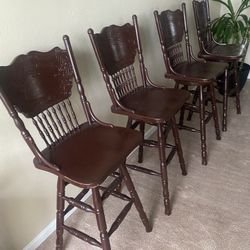 Wood Stool High Chair Island Set Bar