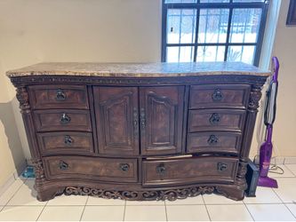 Traditional Marble Top Wooden Dresser