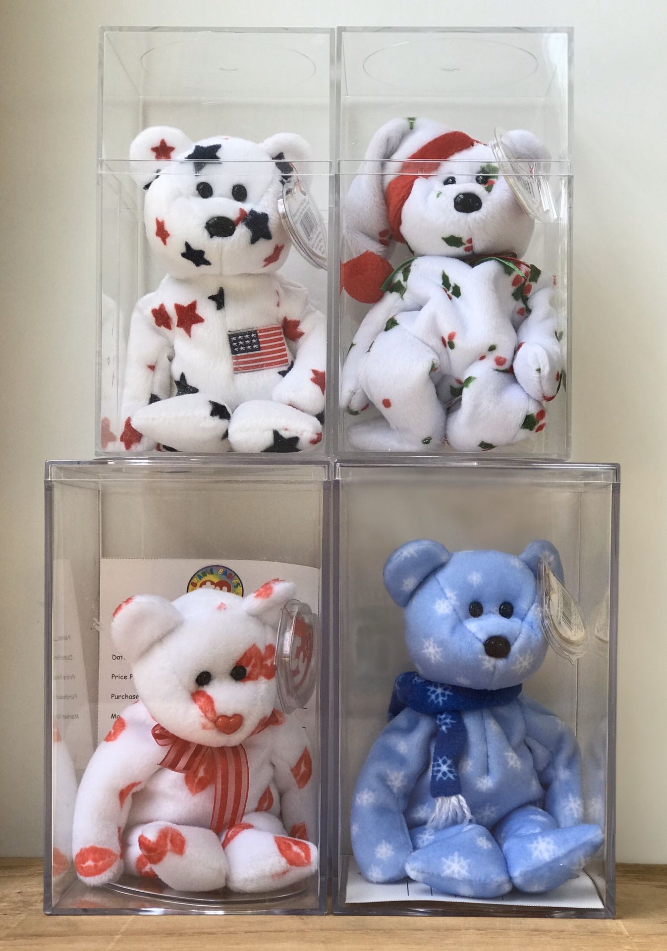 FOUR Collectible Beanie Baby Teddy Bears