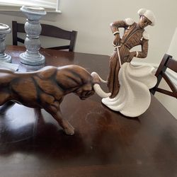 Vintage Mid Century Bull Set Made In USA 