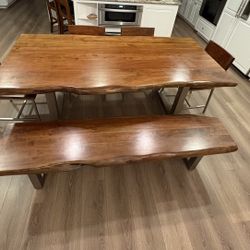 Natural Solid Wood Dining Table Set