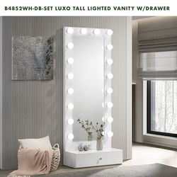 WHITE LIGHTED MIRROR WITH DRAWER