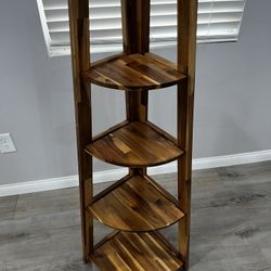 Folding corner ladder shelf - acacia wood with natural finish.​​​​
