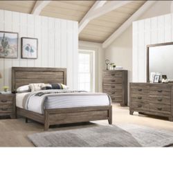 4- Pc Bedroom set Dresser,Mirror Nightstand (1) Queen size bed frame Not including Mattress and Box Sp