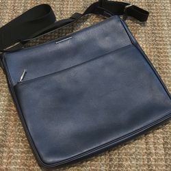 Ermenegildo Zegna Blue Leather Bag, Shoulder/Crossbody