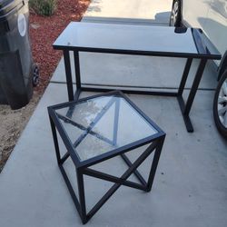 Beautiful Glass Desk with Glass Side Table - $99 OBO