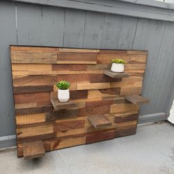 Mosaic Wood Panel With Shelves 