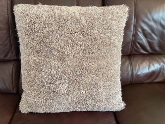 Large Square Shaggy Textured Throw Pillow