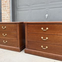 Elegant wood nightstands with gold hardware ✨