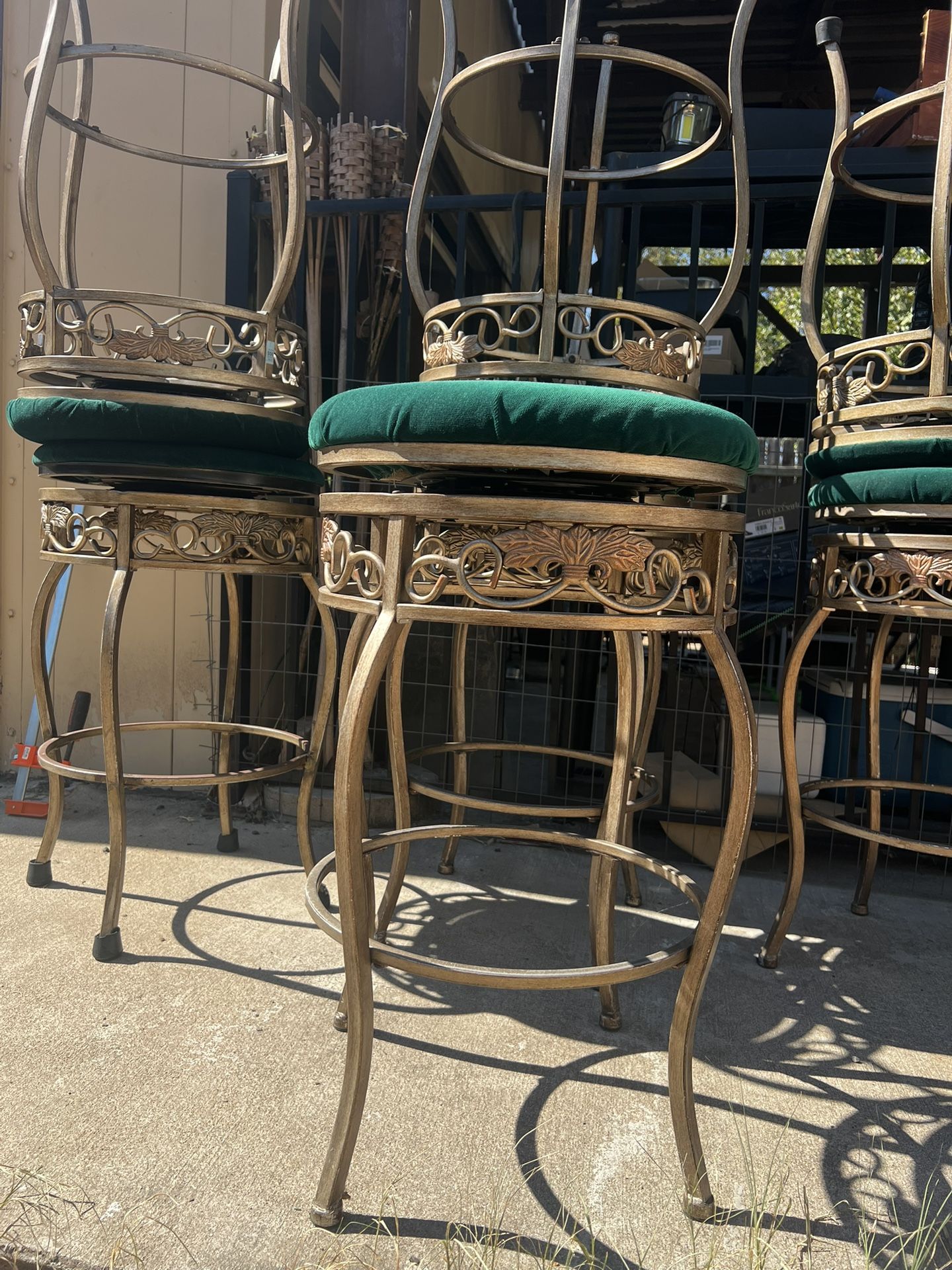 Vintage Counter Stools : Jewel Green & Brass