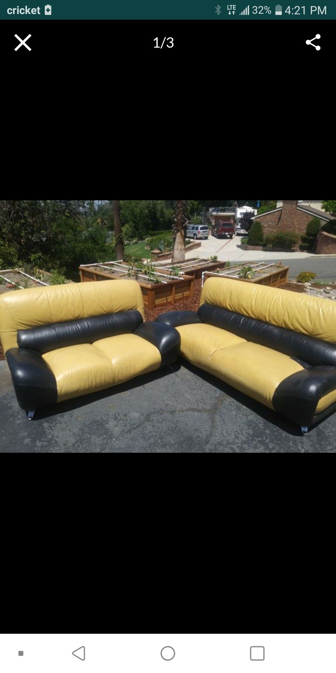 Vintage leather sofa set