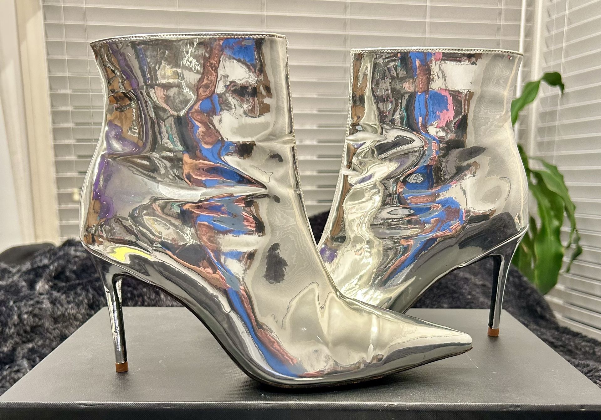 Balenciaga silver Mirrored Ankle boot