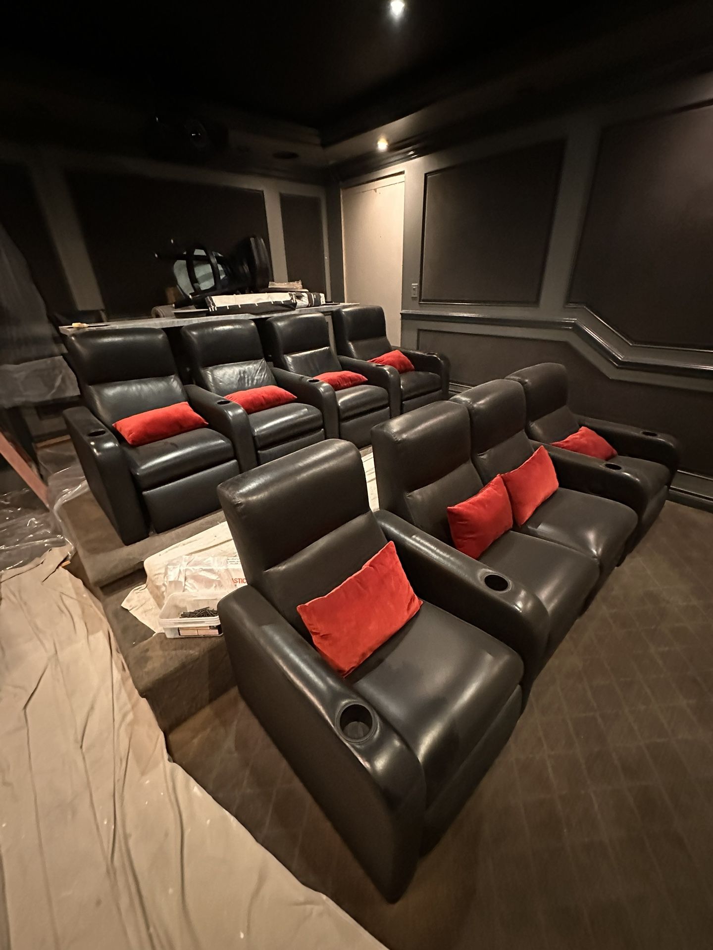 Custom Home Theater Recliners & Matching Barstools - Great Condition