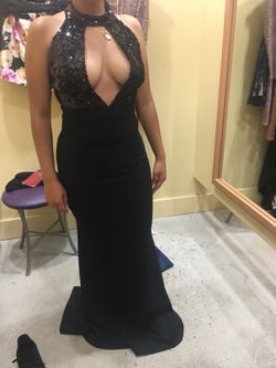 Windsor Sequin Open Front Maxi Black Dress