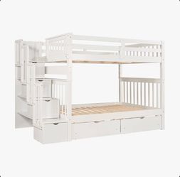 6 Drawers Full Size Bunk Bed With Storage Stairs
