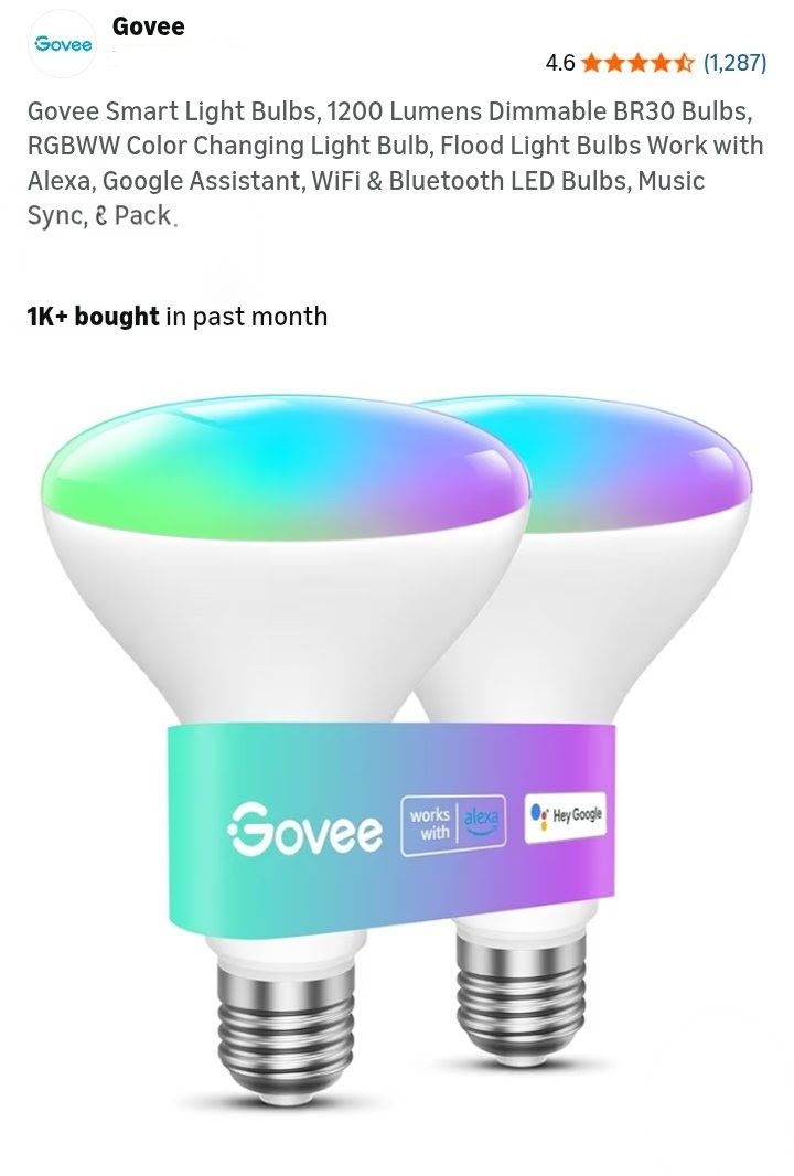 NEW GOVEE SMART LIGHT BULBS RGBWW COLOR CHANGING