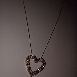 10 kt Gold Necklace And Diamond Heart Charm 1kt