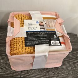 Shower set with tote warm stripe 15 pieces 