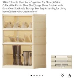 3-Tier Foldable Plastic Shoe Rack Organizer
