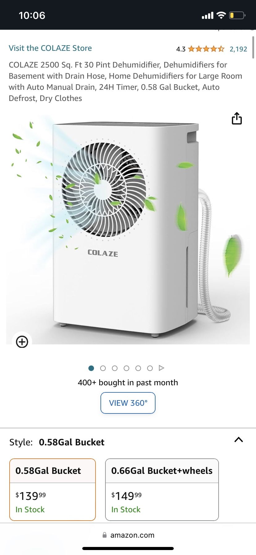 Colaze 2500 Sq Ft Air Dehumidifier