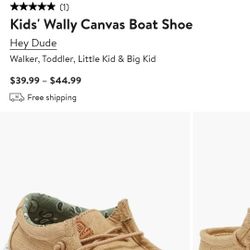 Brand New Youth Toddler Kids HEY DUDE shoes