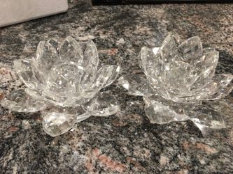 Crystal lotus candle holders