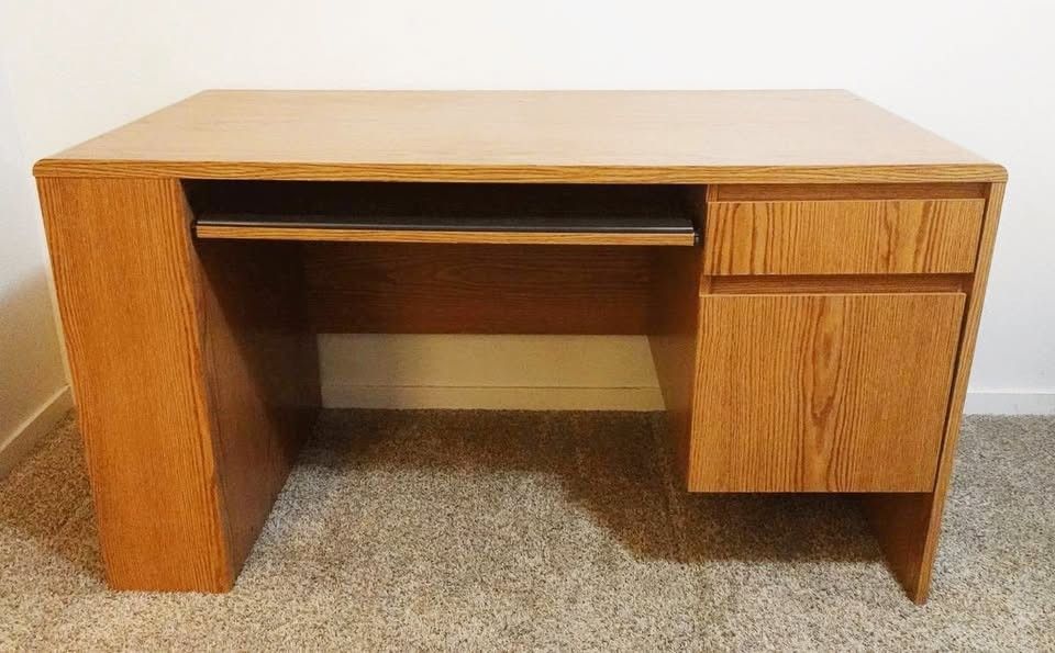 Brown Wood Desk with 2 Drawers - Plus Delivery Included