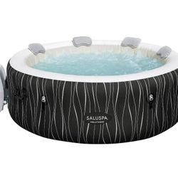 SaluSpa Hollywood AirJet Inflatable Circle Hot Tub Spa with Color-Changing LED Lights 4-6 Person with Pump #P08411