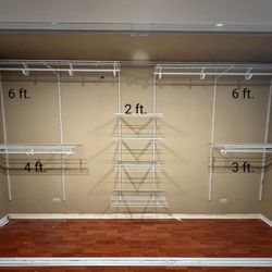 Wire Shelves with 4 Mirrored Doors