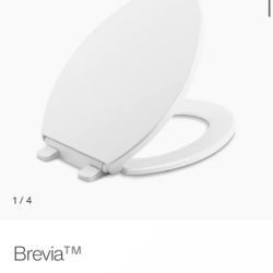 K-20110-0 Brevia Elongated Toilet Seat with Grip-Tight Bumpers, Quiet-Close Seat