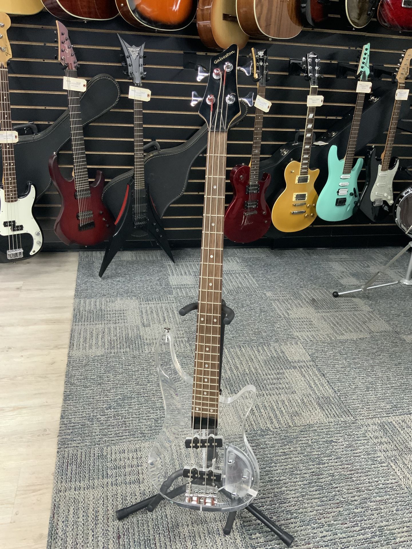 Galveston Acrylic See-thru-4-sting Bass Guitar