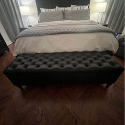 Pottery Barn leather storage bench.  