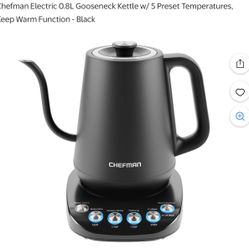 Chefman Electric 0.8L Gooseneck Kettle w/ 5 Preset Temperatures, Keep Warm Function - Black