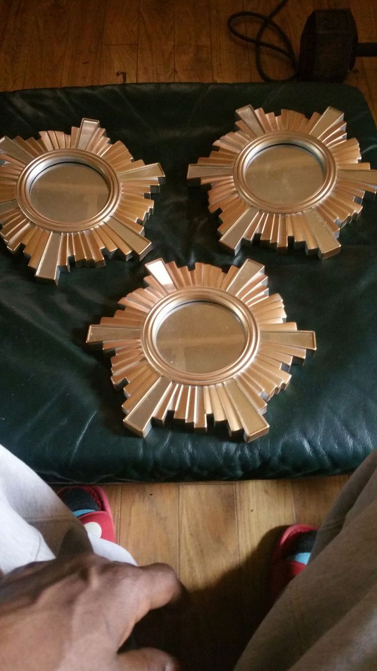 3 gold wall mirrors