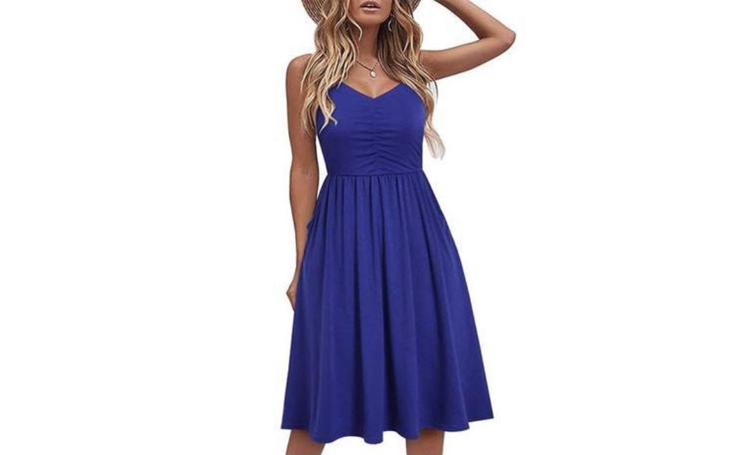 New Royal Blue Dress With Pockets M