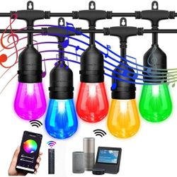 (New in Box) 
96ft Multi Color Outdoor String Lights, Music Sync, Alexa/Google Assistant Compatible, Outdoor Café RGB LED String Light, Shatterproof S