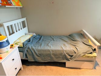 IKEA Twin Kids Bed Frame with Storage Drawer – White
