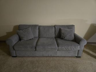 Gray Fabric 3-Seat Sofa with Throw Pillows