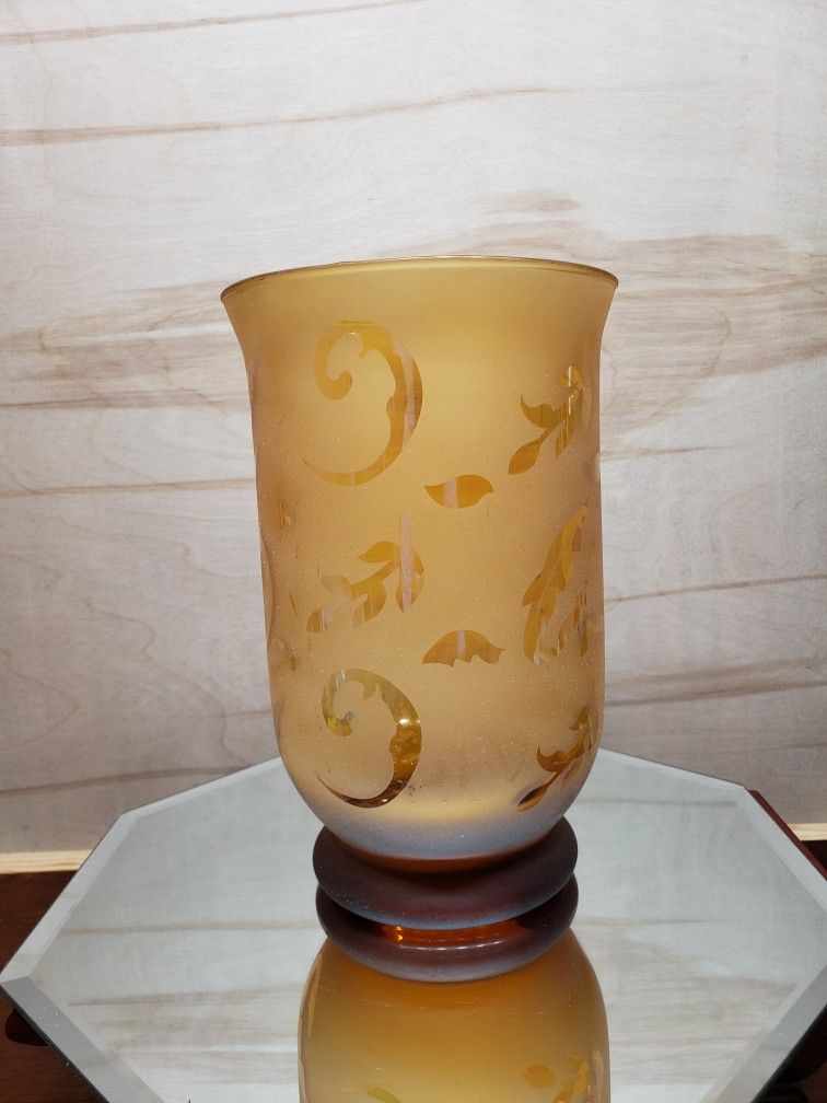 Pier1 Imports Amber Hurricane Pillar Glass Art Candle Holder