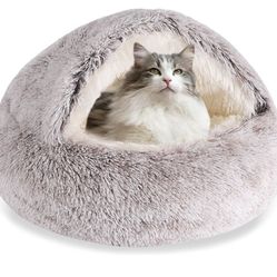 Small Dog Bed, Cat Beds for Indoor Cats Washable, Cozy Cat Cave Bed for Pets Up to 4 lbs (Coffee, 15.7x15.7 Inch)