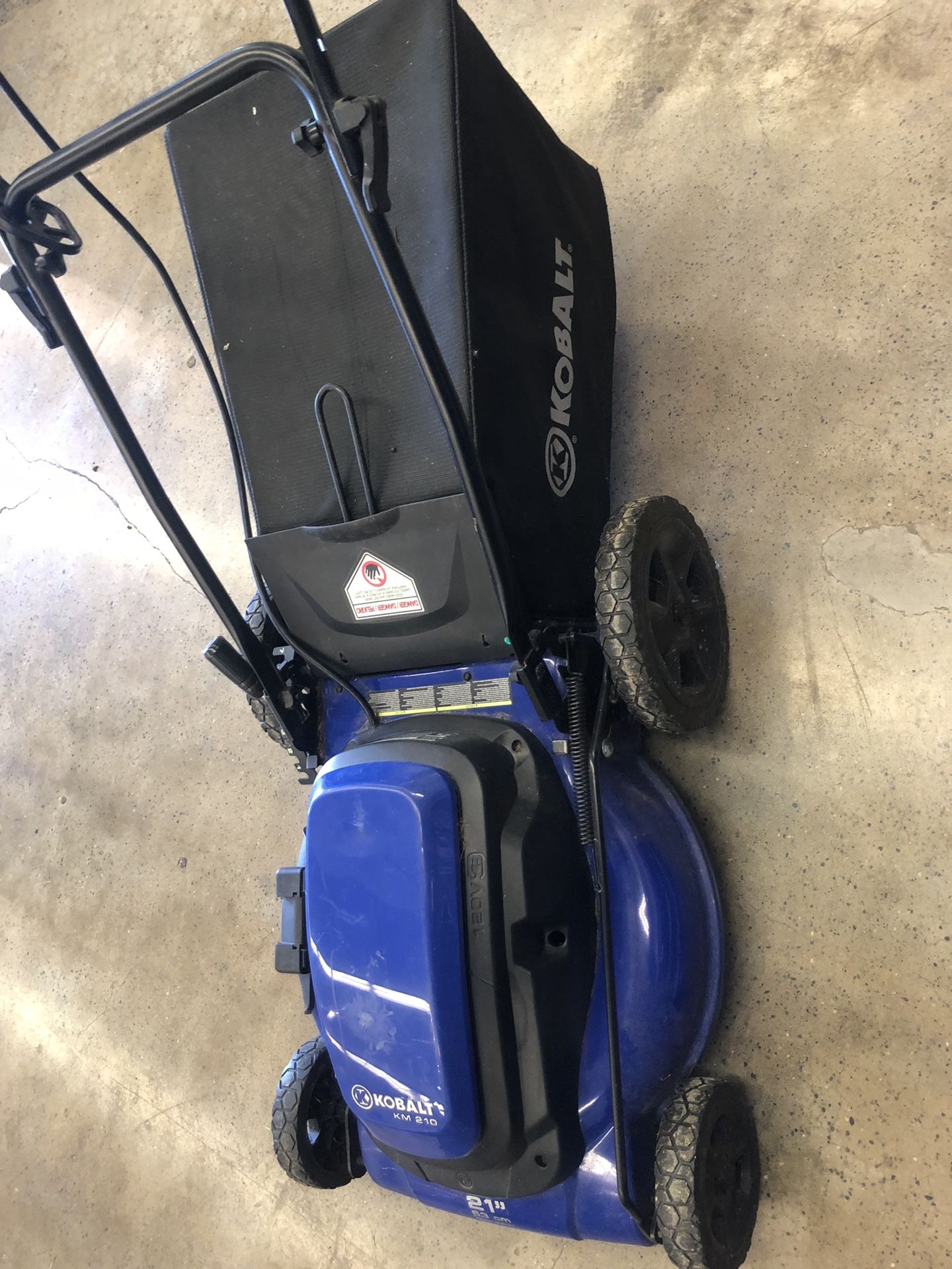 Kobalt KM210 electric push lawn mower 21” no trades must pick up in