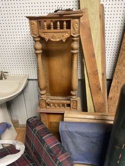 carved wooden hall tree or stand