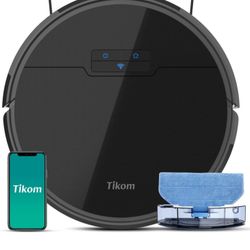 Tikom Robot Vacuum and Mop, G8000 Robot Vacuum Cleaner, 2700Pa Strong Suction, Self-Charging, Good for Hard Floors, Black

