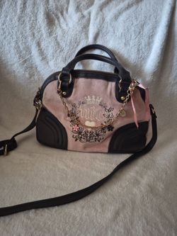 Juicy Couture Pink and Black Velour Satchel