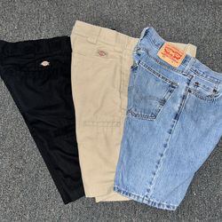 2 Dickies Shorts And 1 Jean Short